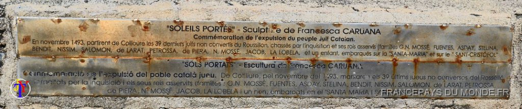 collioure 14 mai 2013 36  Copie.JPG - Collioure. l'inscription du Monument, Commémoration de l'expulsion du peuple juif Catalan. Mai 2013